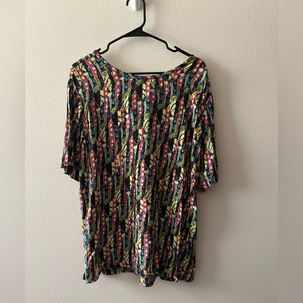 Colorful Patterned Flax Women's Top